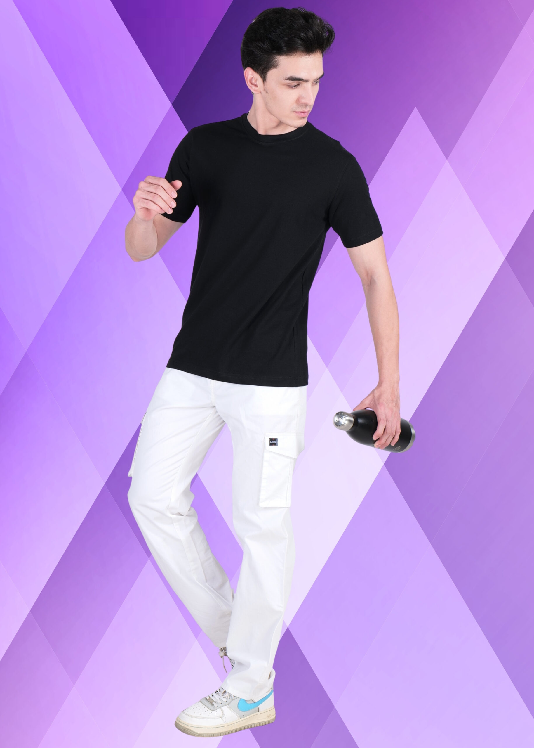 Upgrade your essentials with this men’s round neck black regular fit T-shirt. Made from soft, breathable fabric, it offers all-day comfort with a sleek, modern look. The classic crew neck and relaxed fit ensure timeless style, perfect for casual wear, layering, or streetwear. Pair it effortlessly with jeans or cargos for a sharp and versatile outfit. A must-have staple for a clean, confident everyday style.