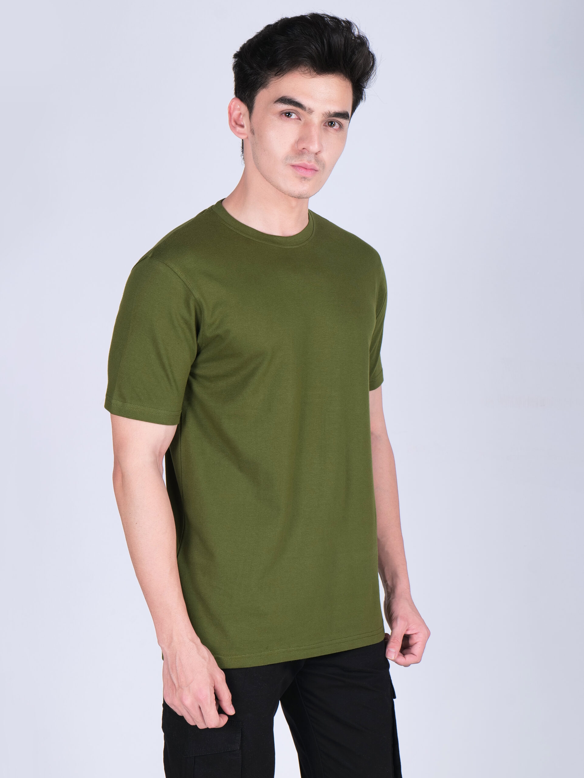 Cotton Plain-Regular Fit - ARMY GREEN - Image 3