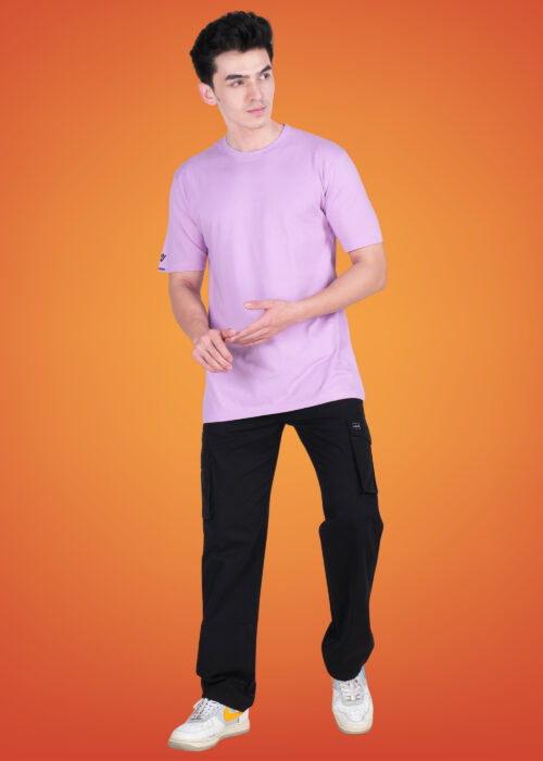Upgrade your everyday style with this men’s round neck lavender regular fit T-shirt. Crafted from soft, breathable fabric, it offers all-day comfort and a clean, minimal look. The classic crew neck and relaxed silhouette make it perfect for casual wear, street style, or layering. Pair it with jeans or cargos for a versatile, modern outfit. Ideal for daily wear, this lavender T-shirt adds a fresh and trendy touch to your wardrobe.