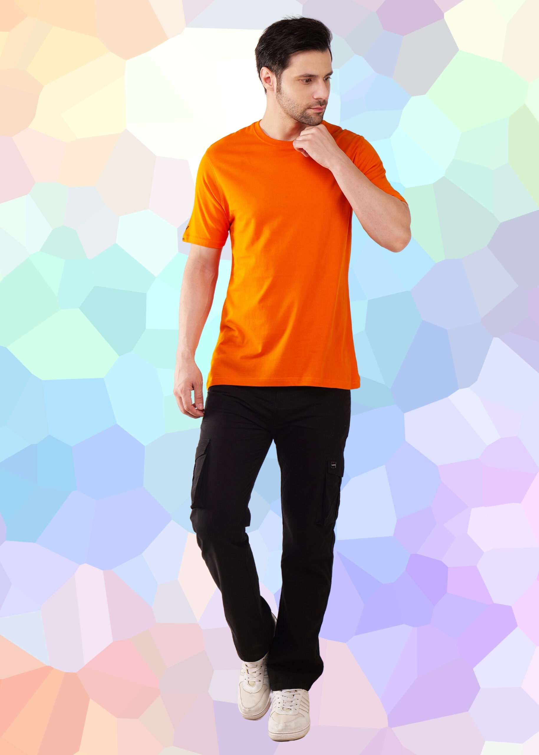 Add a pop of color to your everyday look with this men’s round neck orange regular fit T-shirt. Crafted from soft, breathable fabric, it offers superior comfort and a relaxed fit for all-day wear. The classic crew neck design ensures a timeless style, making it perfect for casual outings, streetwear, or layering. Pair it with jeans or cargos for a bold and trendy outfit. A versatile wardrobe essential for a fresh, energetic style.