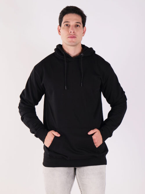 Cotton Fleece Regular Fit Hooded-BLACK