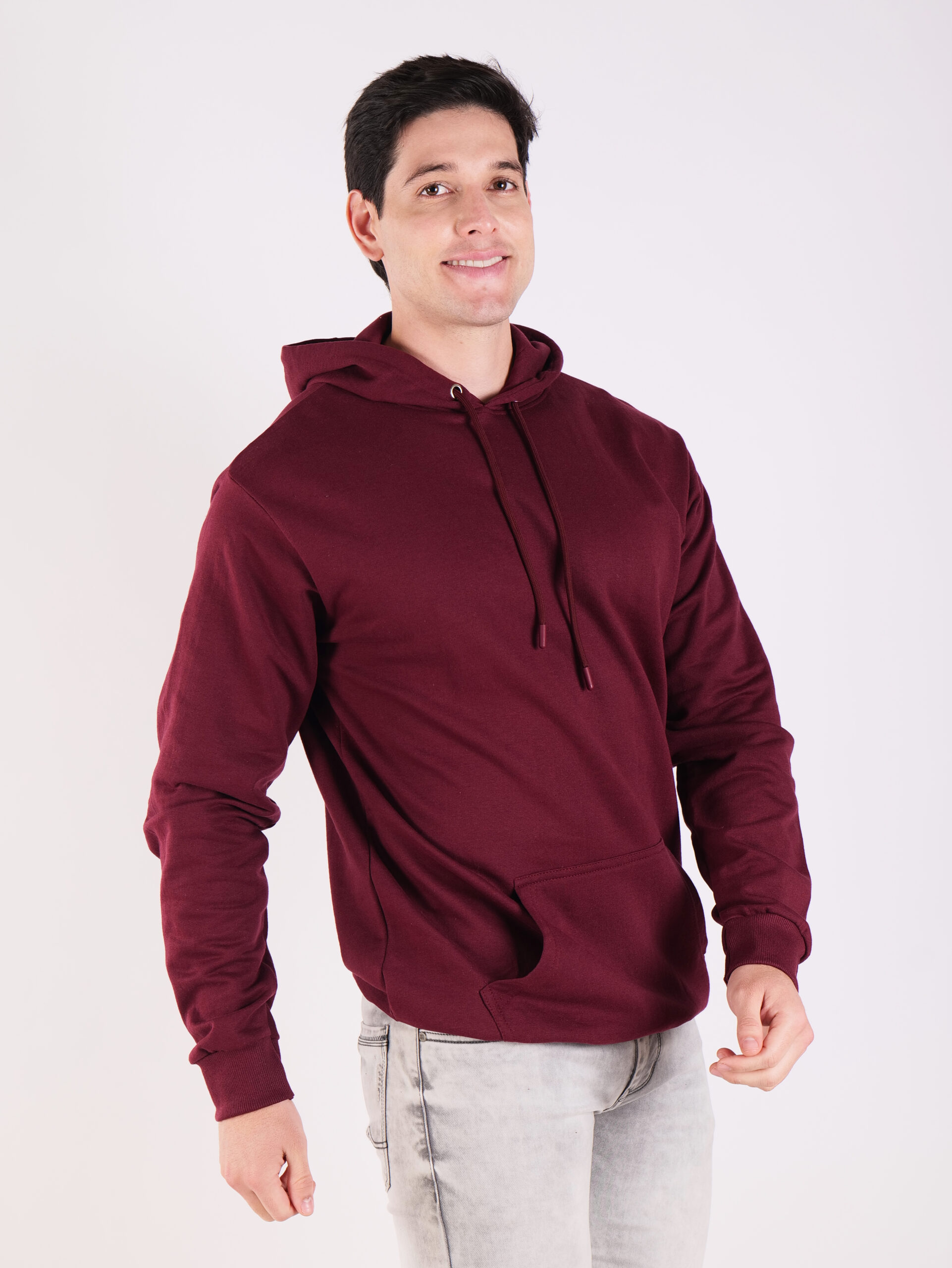 Cotton Fleece Regular Fit Hooded-MAROON - Image 2