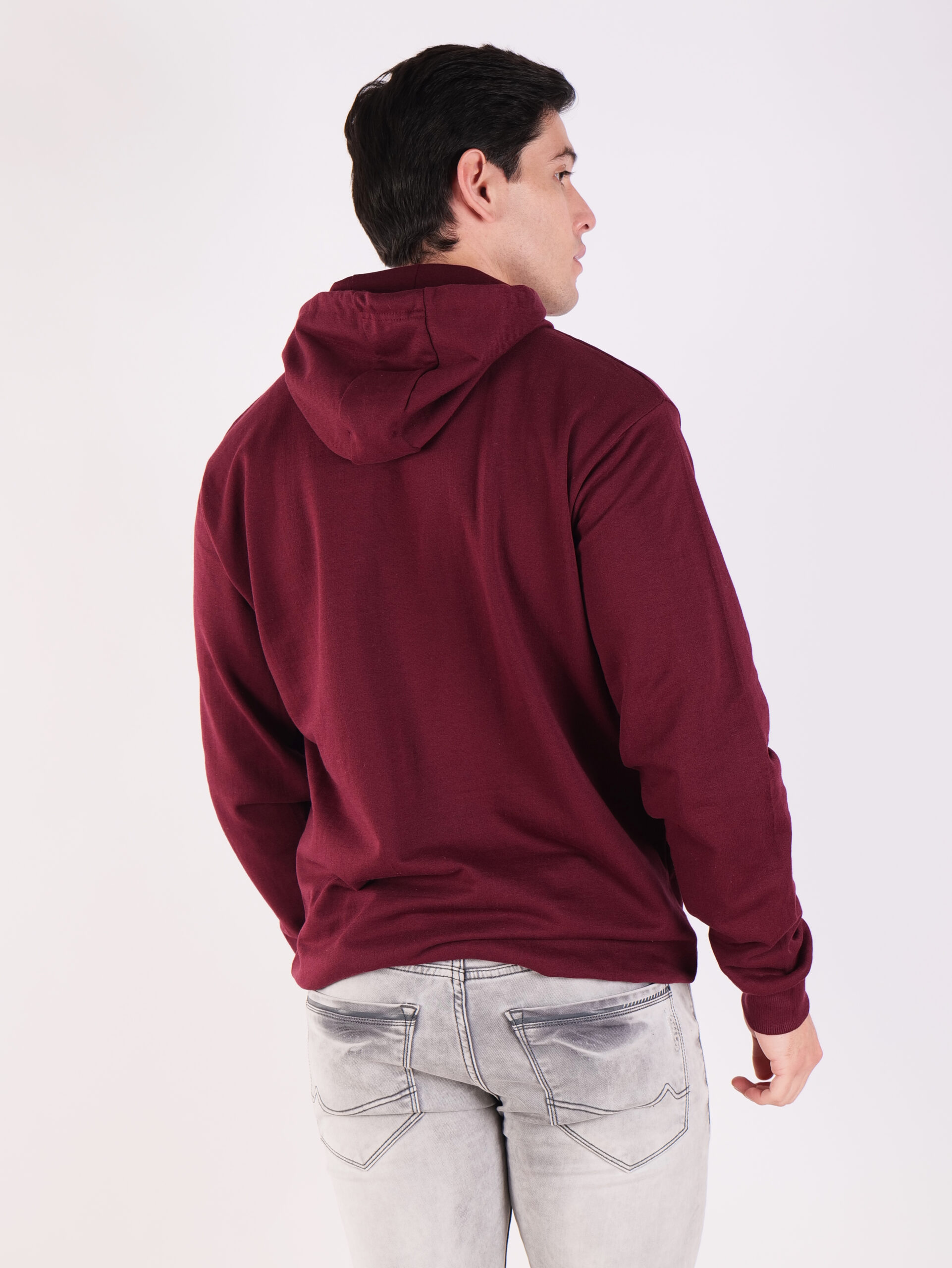 Cotton Fleece Regular Fit Hooded-MAROON - Image 4