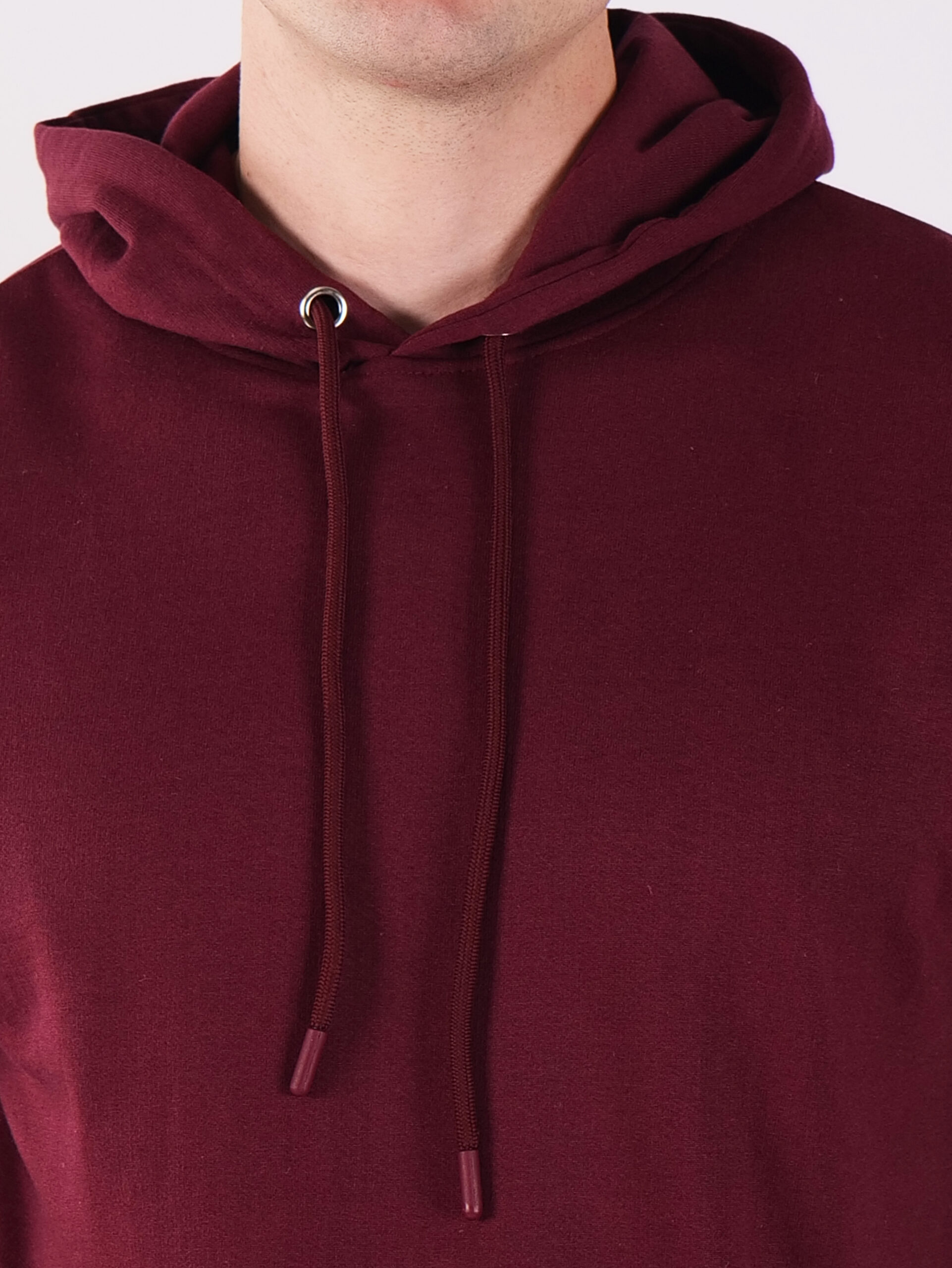 Cotton Fleece Regular Fit Hooded-MAROON - Image 5
