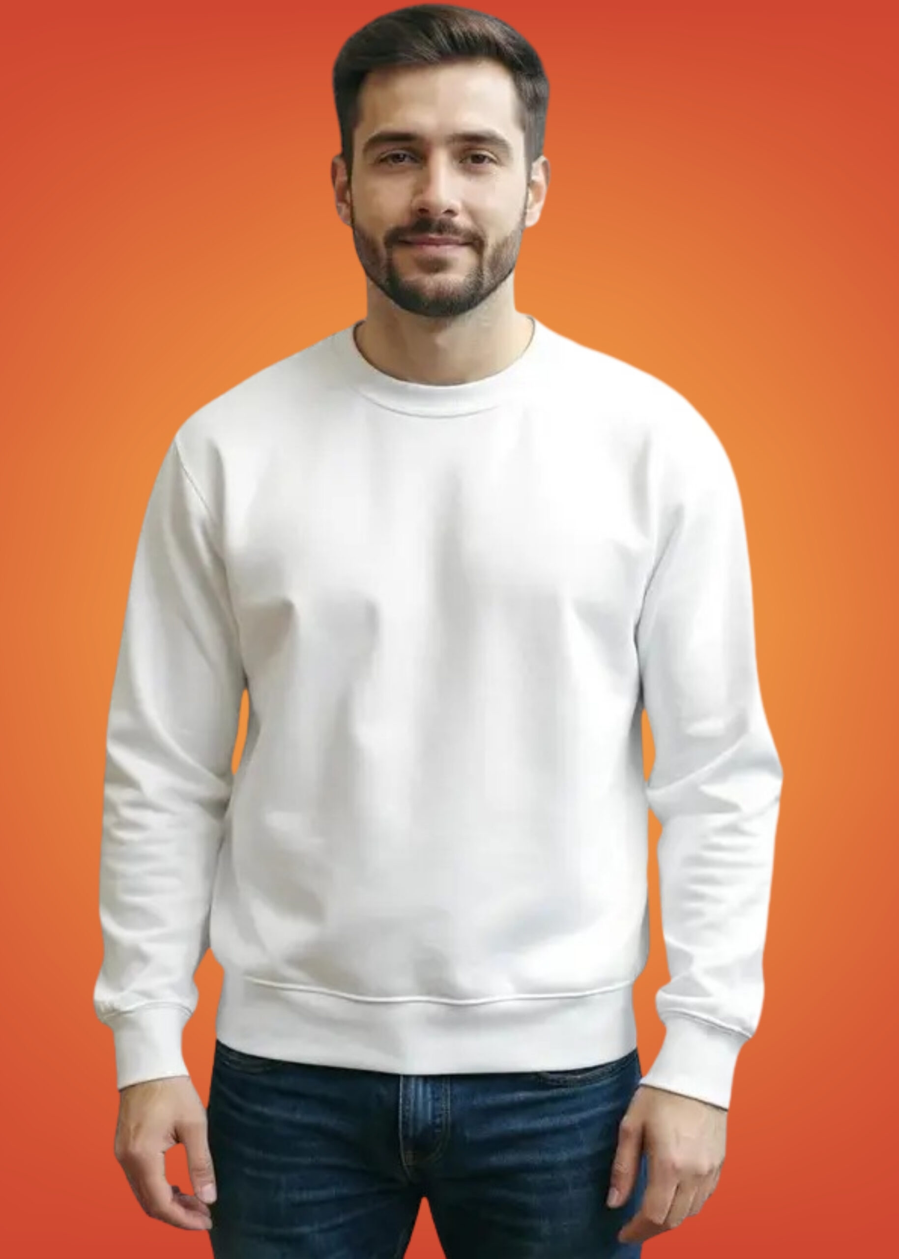 White Cotton Fleece Regular Fit Sweatshirt Hooded