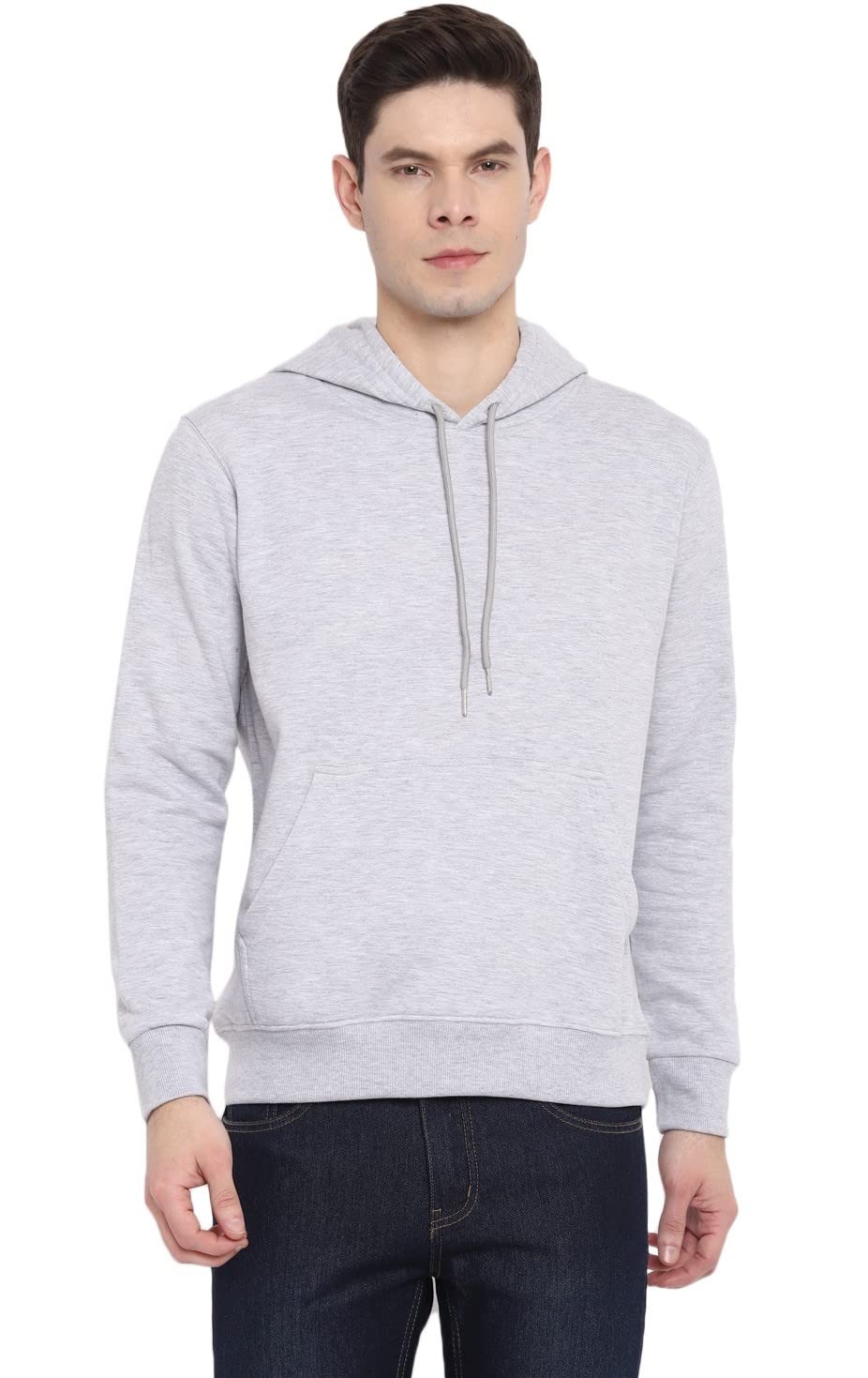 Cotton Fleece Regular Fit Hooded-GRAY - Image 4