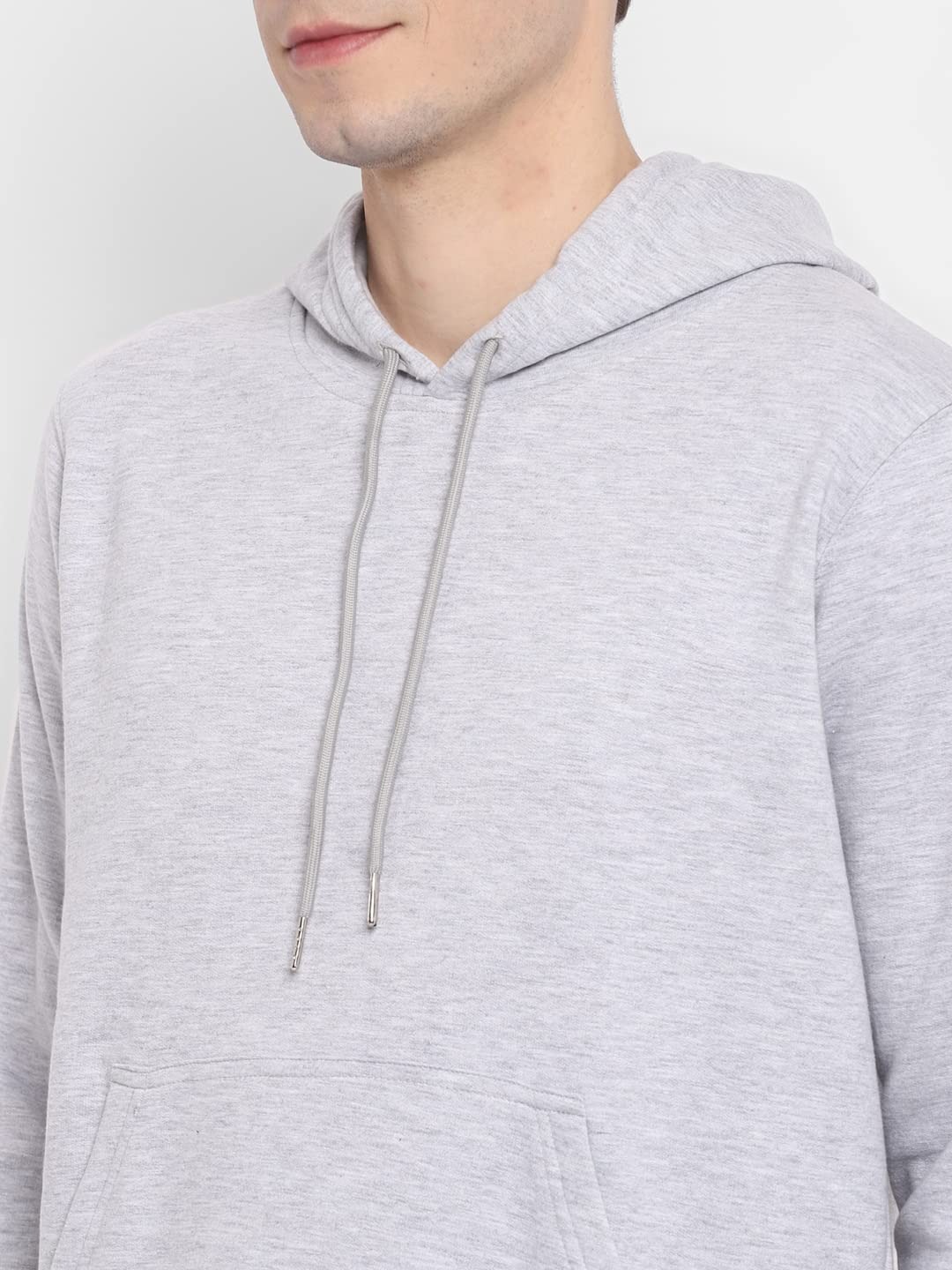 Cotton Fleece Regular Fit Hooded-GRAY - Image 3