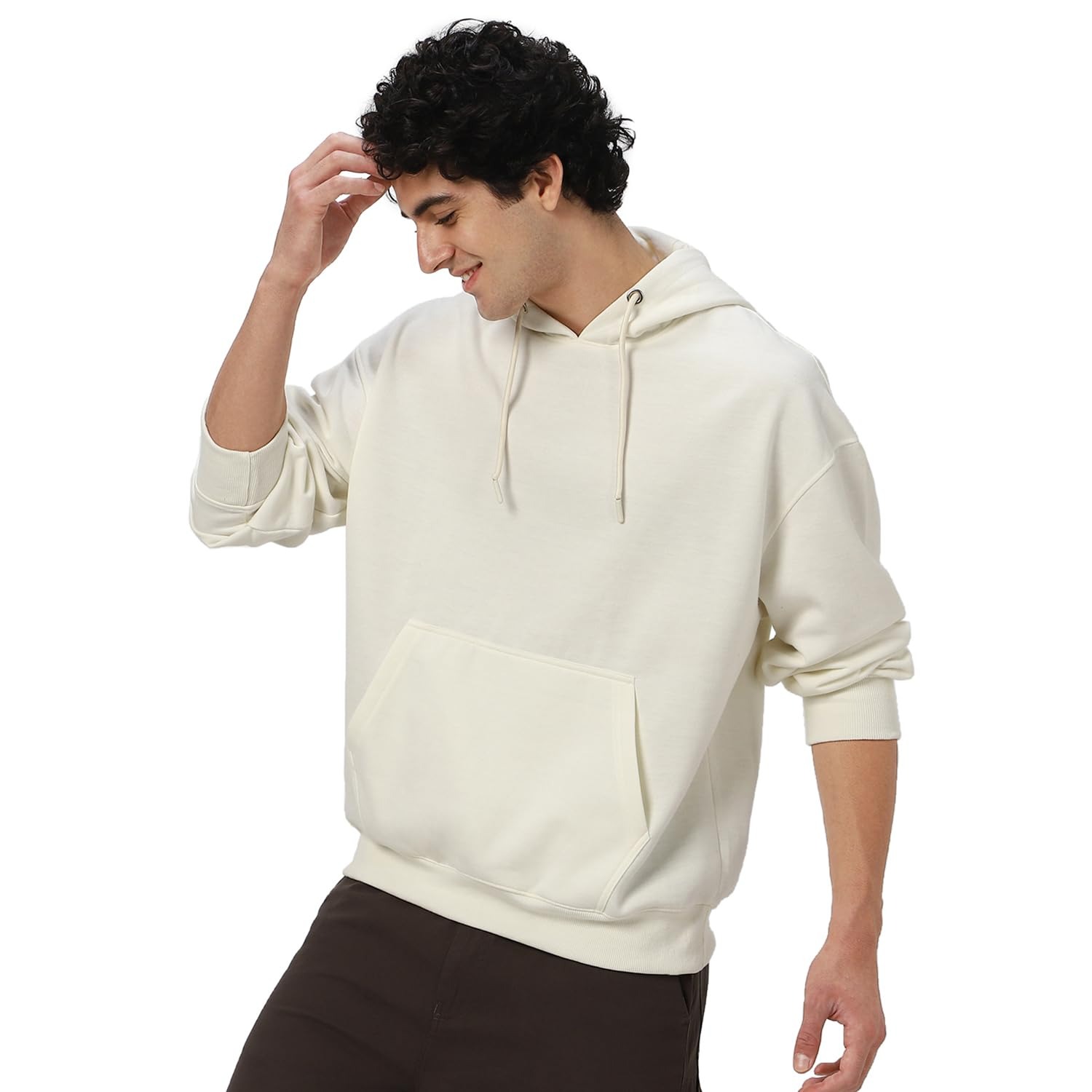 Cotton Fleece Over Size Hooded-OFF-WHITE - Image 3