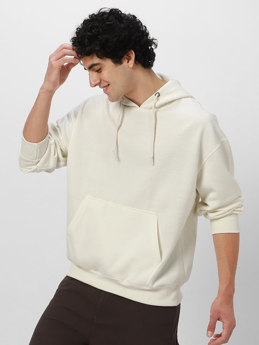 Cotton Fleece Over Size Hooded-OFF-WHITE
