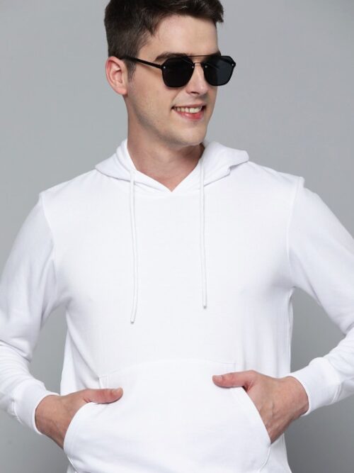 Cotton Fleece Regular Fit Hooded-WHITE